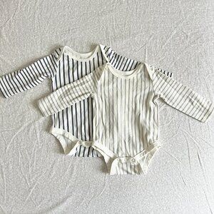 NEW Pehr Baby BUNDLE pair of striped bodysuits 3 - 6 months organic cotton